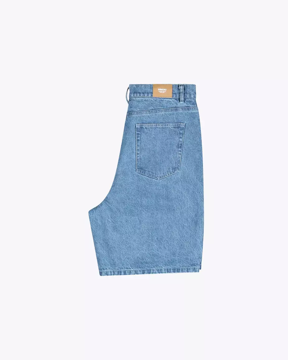 Wemoto Blue Denim 5-Pocket Shorts Herren blau
